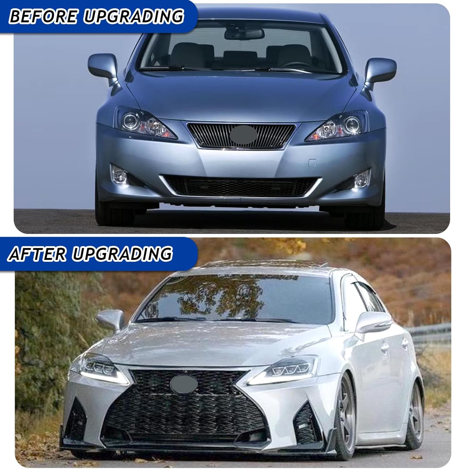 Modified Front Bumper Body Kit Fit for 2006-2012 Toyota Lexus IS250 IS350 Front Bumper Grille Kit Conversion To 2021+ F-Sport Style