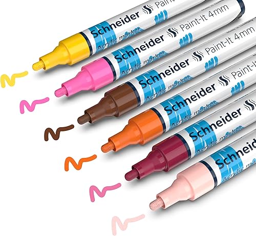 Paint-It - Juego de 320 rotuladores acrílicos (punta redonda de 0.157 in, alta cobertura, color brillante, para casi todas las superficies) 6 piezas