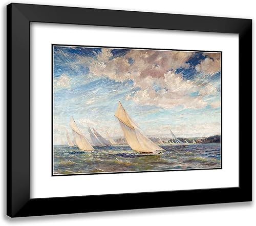ArtDirect Alice Maude Taite Fanner 24x18 Black Modern Frame and Double Matted Museum Art Print Titled - Yacht Racing in the Solent (1913)