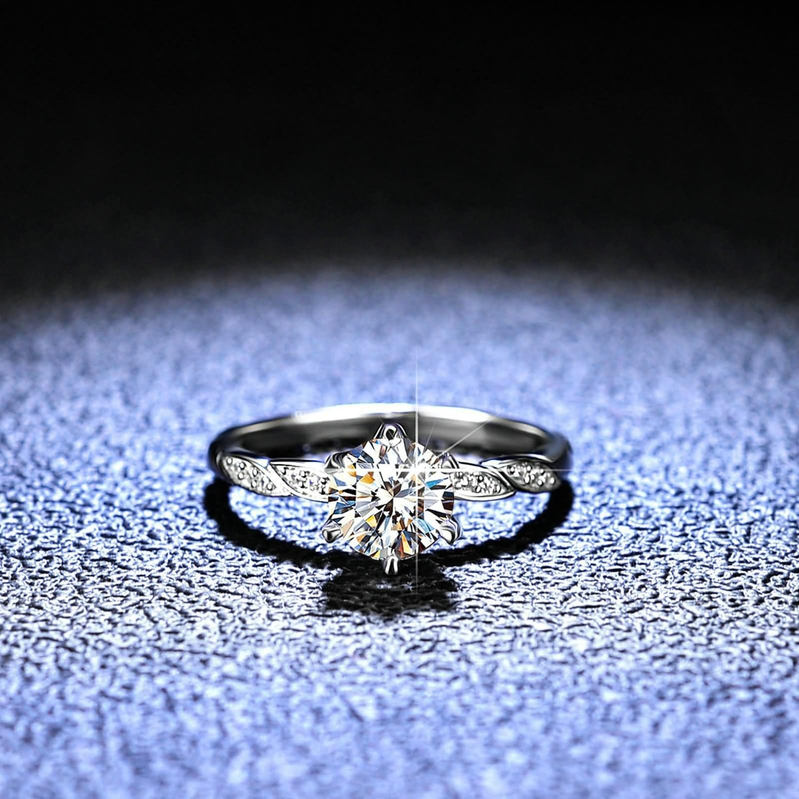 Statement Ring, Eheringe Frauen 4-Fach Gefasster 1-Karat Rund Moissanit Silber Platin Größe 45 (14.3)