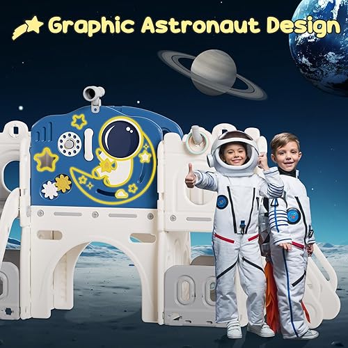 Miniatura 2 de BIERUM Tobogán infantil 12 en 1, tobogán con temática de astronauta para bebés de 1 a 3 años, con diseño de astronauta, luna, nube, estrella