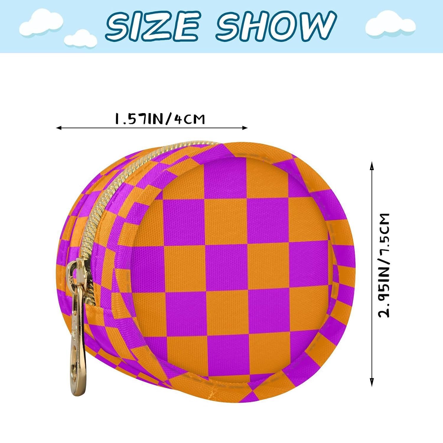 Orange Purple Checker Portable Baby Pacifier Holder Case with Clip image 3