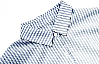 utcoco Womens Striped Long Sleeve Dress Casual Loose Button Down Cotton Maxi Shirt Dress