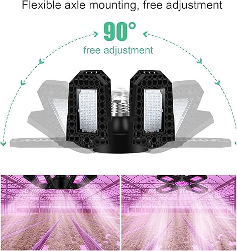 Miniatura 5 de TOPINCN Luz LED de crecimiento de 150 W, lámpara de cultivo de plantas plegable E27 Base de luz de crecimiento con espectro rojo azul para plantas