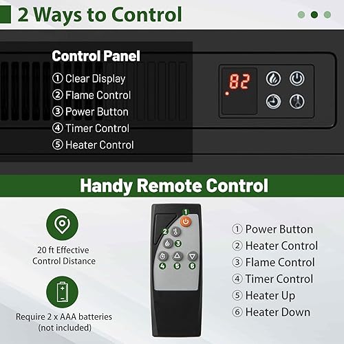 Miniatura 5 de SIMOE Soporte de TV eléctrico con chimenea, consola moderna de 58 pulgadas para televisores de hasta 65 pulgadas + 23 pulgadas con 3 brillos,