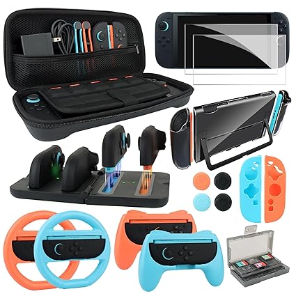 Prochaine aventure Zelda pourrait exploiter des idées de Hyrule Warriors 9 71FTD9LX9OL. SX425 EOVOLA Accessories Kit for Nintendo Switch 2(2025), Bundle Set With Carrying Case& Screen Protector Joy Con Grips &Charger and Steering Wheels.