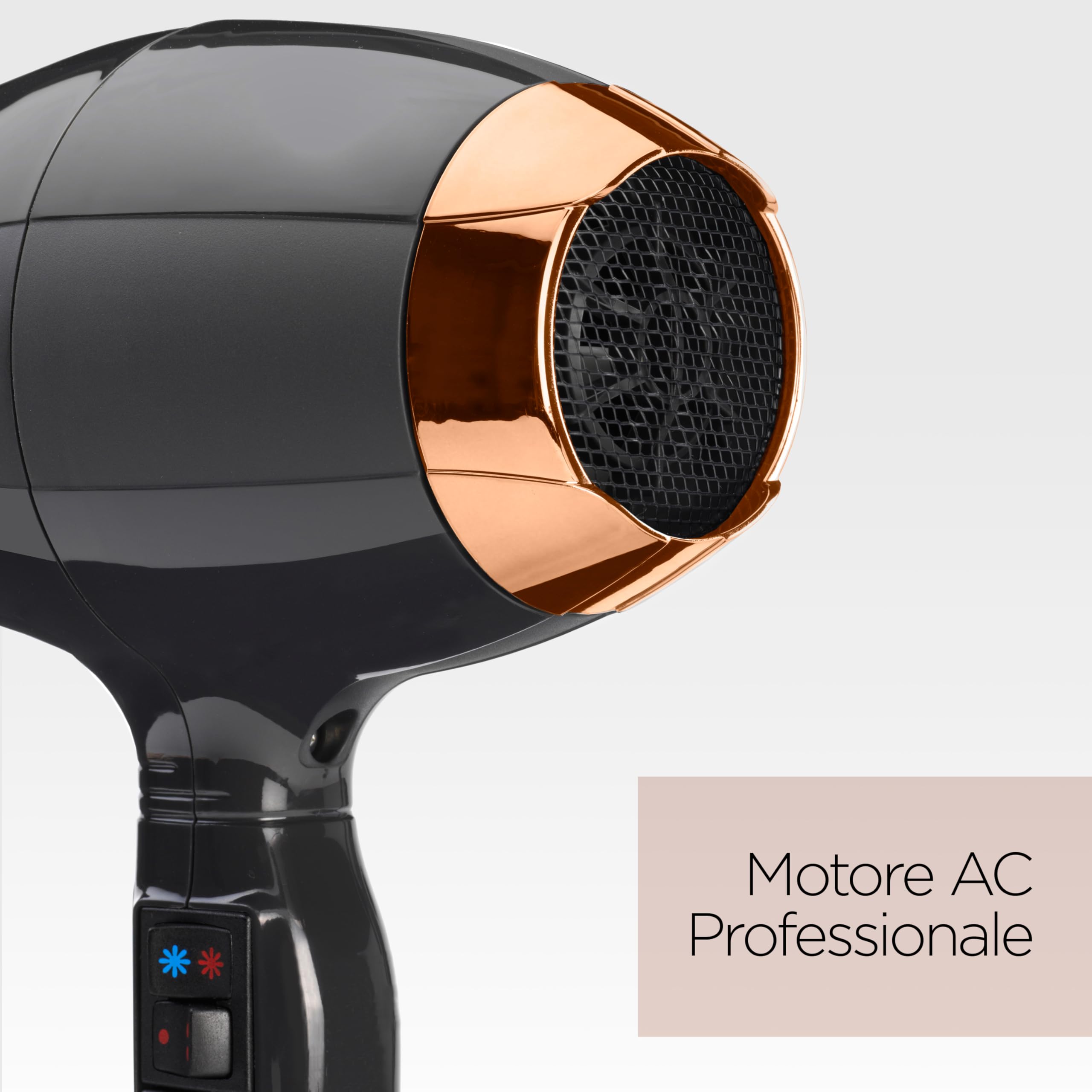 BaByliss Asciugacapelli MADE IN ITALY Air Pro, Motore AC Phon Capelli Professionale, 2200W, Diffusore Capelli Ricci, funzione anti-crespo, 2 velocità - 2 impostazioni di calore, nero, 6719DE