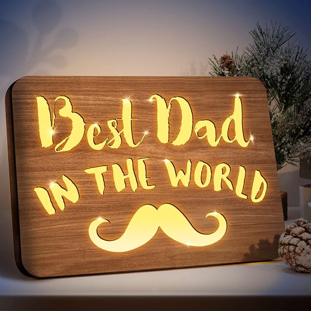 Best Dad Gifts from Daughter Son, Birthday Gifts for Dad, Idea Dad Gifts for Father Day Presents Valentines Day Gifts for Dad, Daddy, Stepdad, Grandpa, Father in Law, Engraved Father Plaque with Lamp