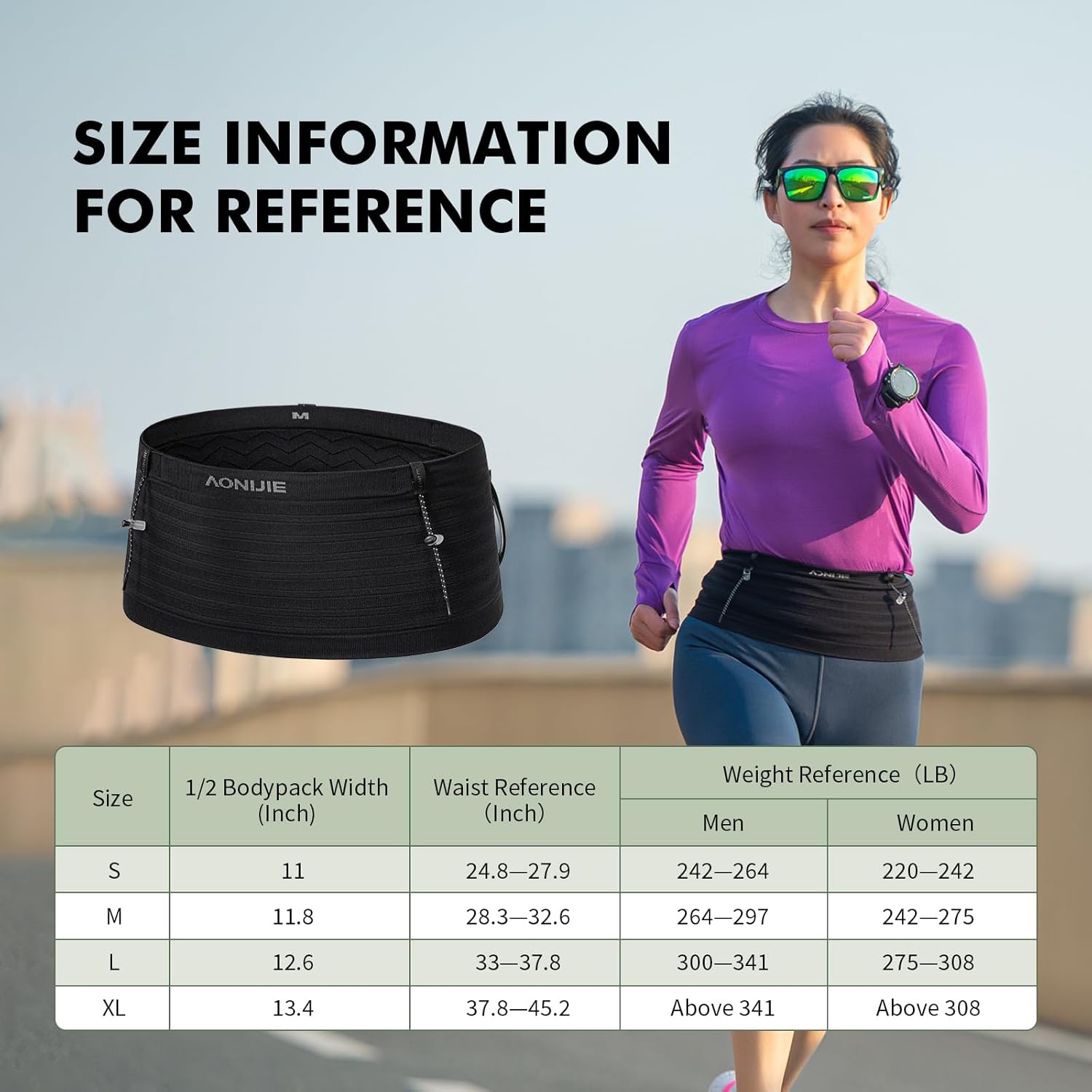 Running Belt for Men Women with 250ml Water Bottle, Lightweight Reflective Waist Pack for Running, Hiking, Training - L - Image 4
