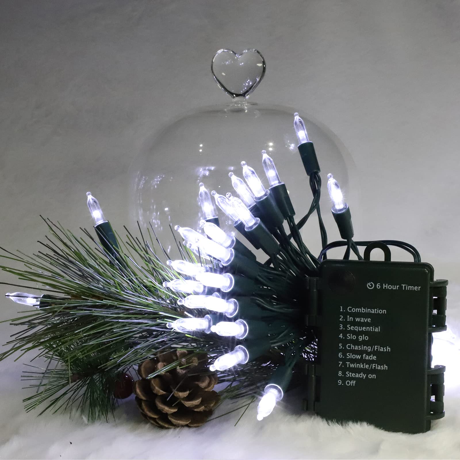 CandLuc Cadena De Luces LED A Pilas, Impermeable Guirnalda Luces 5