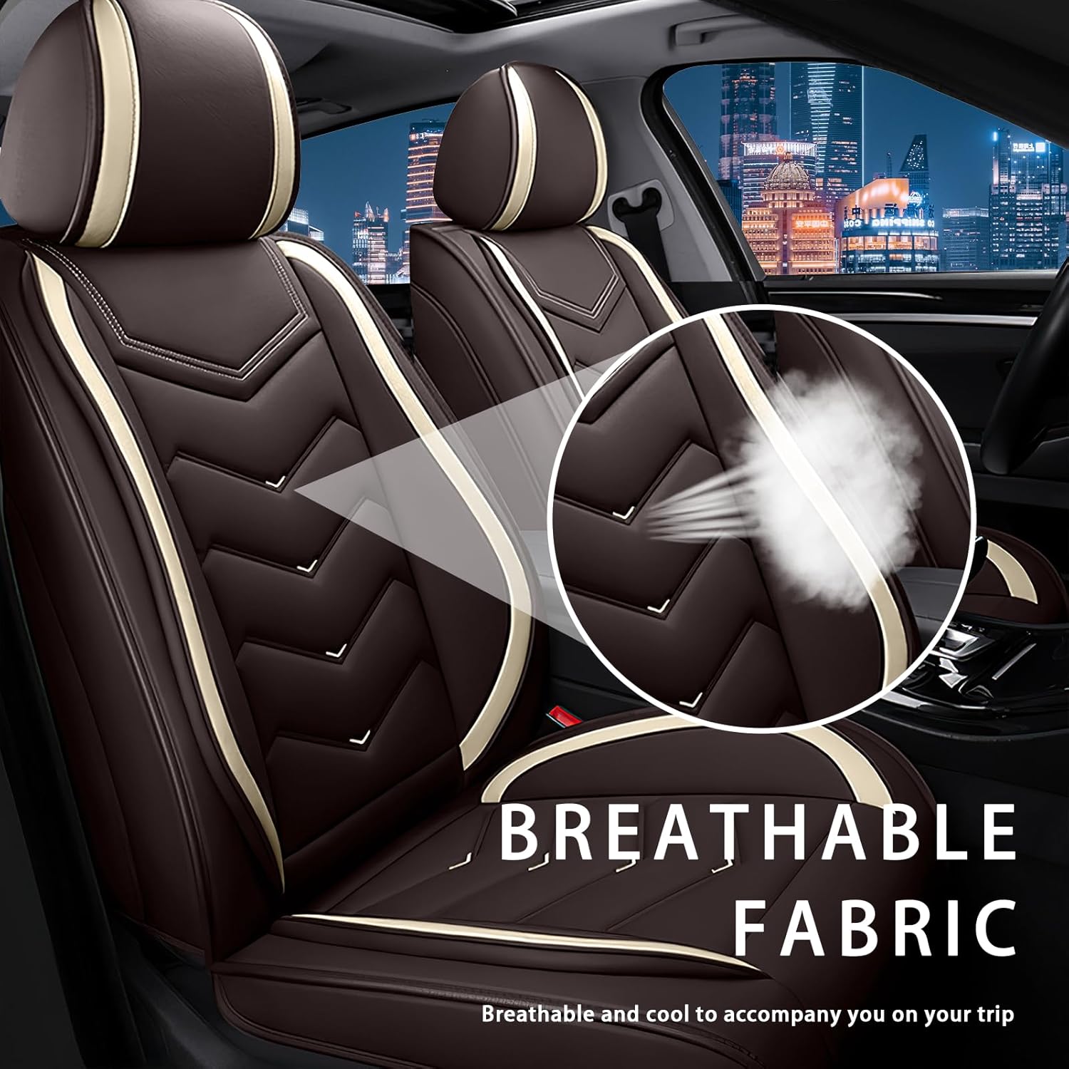 Fit for Honda CR-V 2008-2026 Seat Covers, Waterproof and Wear Resistant Sports Seat Cover, Premium Nappa Leather Car Seat Covers.(Standard 2 Seats/Coffee Color)