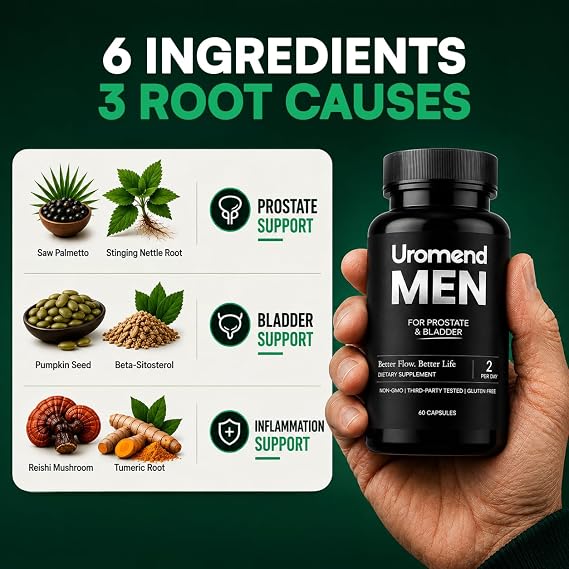 Men's Advanced Prostate Support with Pumpkin Seed | Saw Palmetto | Stinging Nettle | Turmeric | 6-in-1 Formula | DHT Blocker | Urinary Health | Gluten & Sugar Free | Made in USA | 60 Capsules