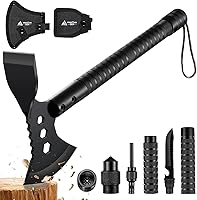 Vista 9 de Freelander - Juego de 2 hachas tácticas, Tomahawk afilado con vaina, Tomahawk portátil con clip y abridor de botellas, hacha de supervivencia