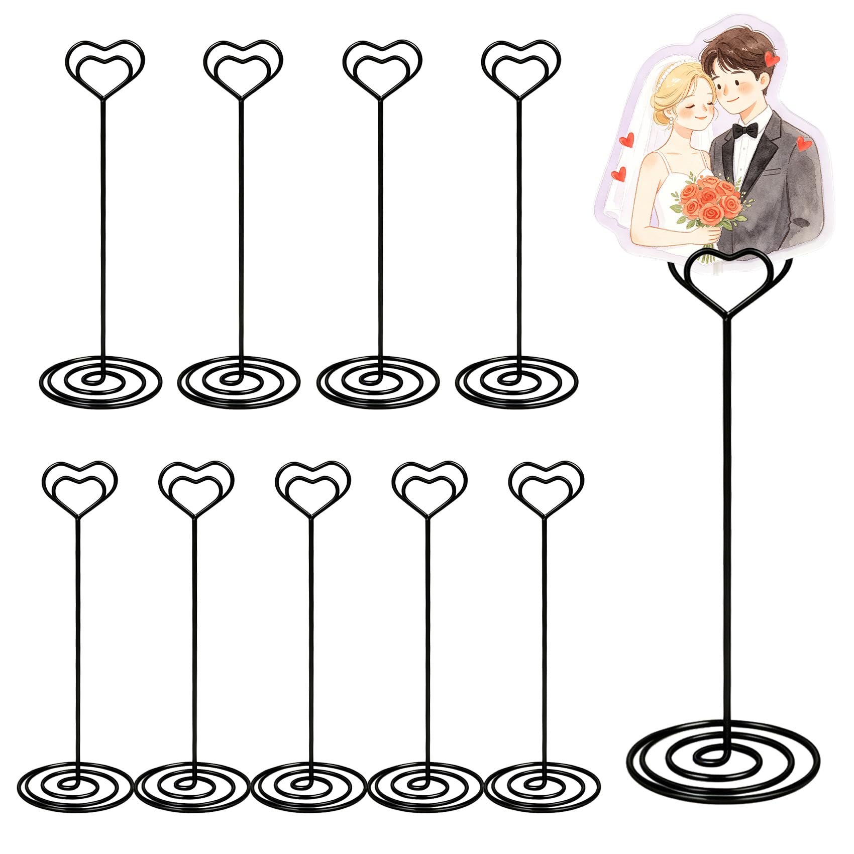 Table Number Stands,8.6 Inch/220mm Heart Shaped Photo Holders For Tables