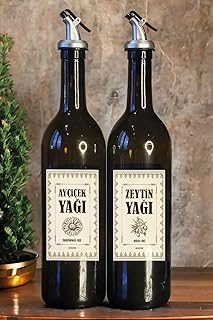 Cam Yağ Şişesi Seti 2'li, 750 mL Zeytinyağı & Ayçiçek Yağı Sızdırmaz Yağdanlık Set