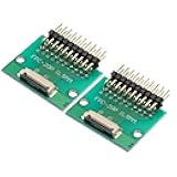 2pcs FFC FPC Connector Board 20 Pin 0.5mm Socket to 2.54mm Double Row Right Angle Pin Header Strip Adapter, PCB Converter Board for DVD TV/Digital Cameras/Laptops