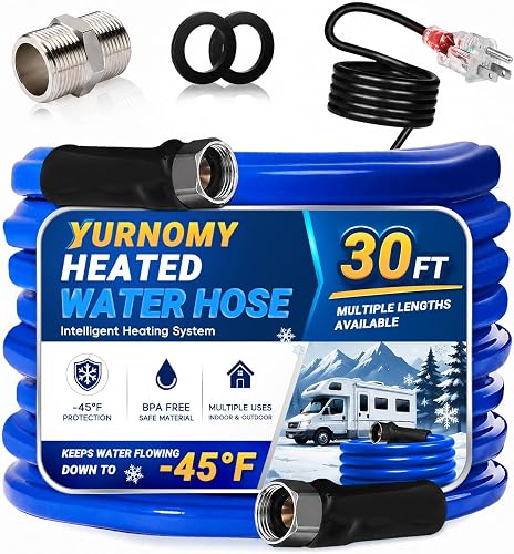 Yurnomy 30FT Heated Hose RV/Camping/Home/Garden, -45°F Freeze Protection