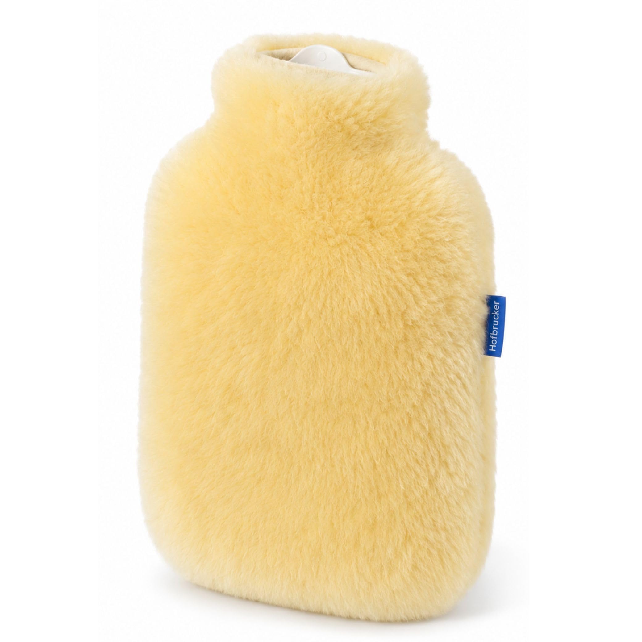 Fashy Wärmflasche mit Fellbezug - Merino-Lammfell (medizinisch gegerbt), goldgelb - temperaturausgleichend & kuschelweich - Bezug waschbar mit Reißverschluss - Made in Germany, ca. 28 × 20 cm