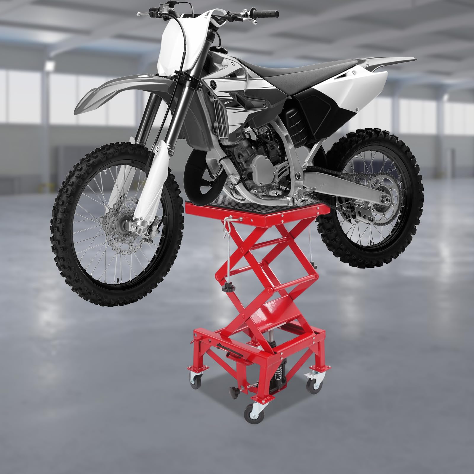 Pont élévateur de moto, avec commande au pied, réglable de 35 à 87 cm, pour motos, VTT et quads, jusqu'à 200 kg