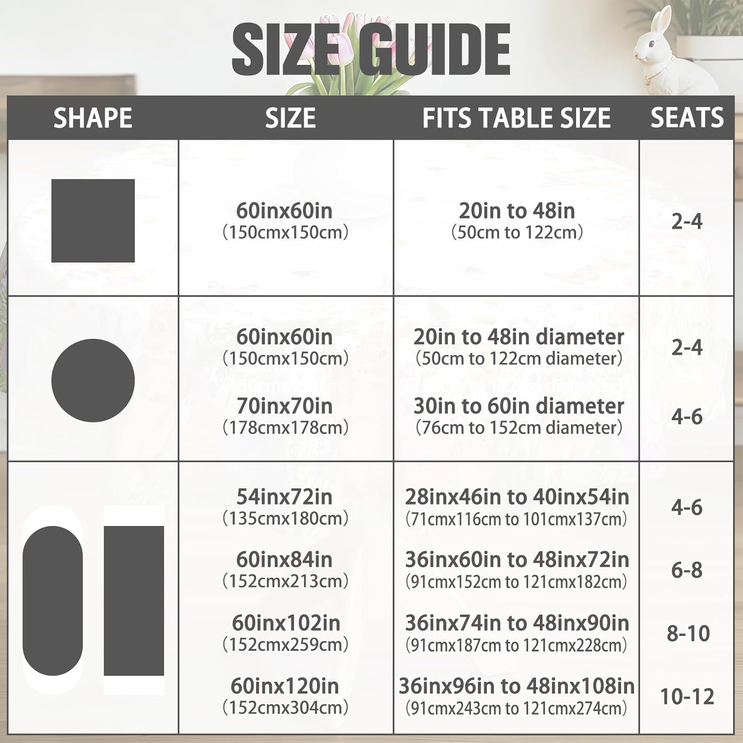 Easter Tablecloth Bunny Tablecloths Rectangular 60x120 Inch, Colorful Egg Table Cover Waterproof for Easter Spring Dinning Table Decorations