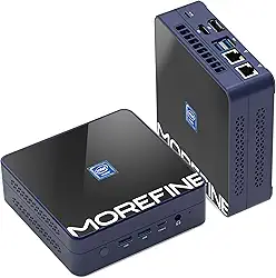 MOREFINE Mini PC M9S compatível com Windows 11 Pro 12ª geração AlderLake N305 (até 3,8 GHz) PC de escritório 16 GB DDR5 RAM 256 GB M.2 NVME SSD Mini computadores de mesa suporta tela tripla/WiFi6