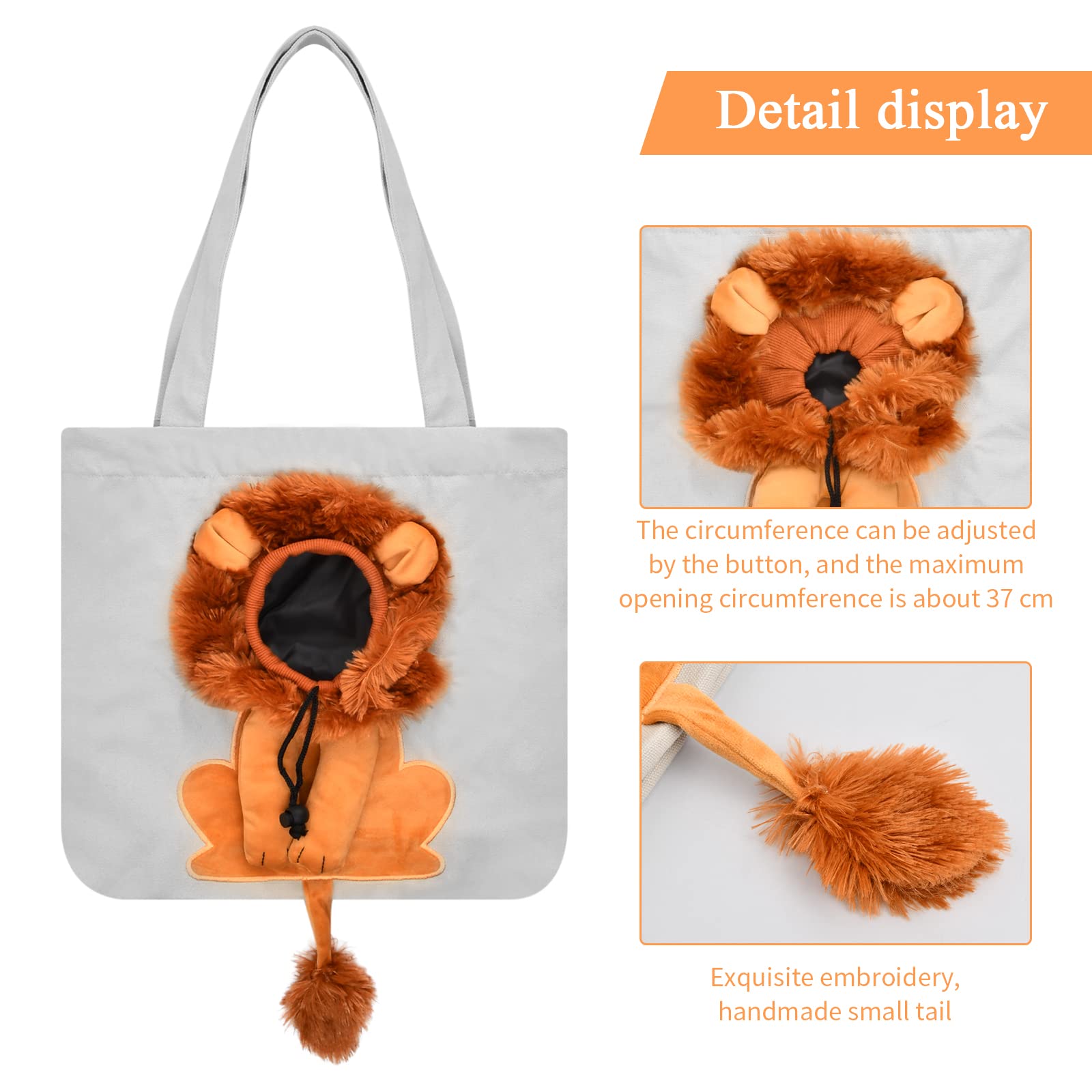 Borsa A Tracolla A Forma Di Leone Per Animali - 40x35cm, Traspirante, Con Coulisse Per Gatti E Cani Piccoli - Foto 3