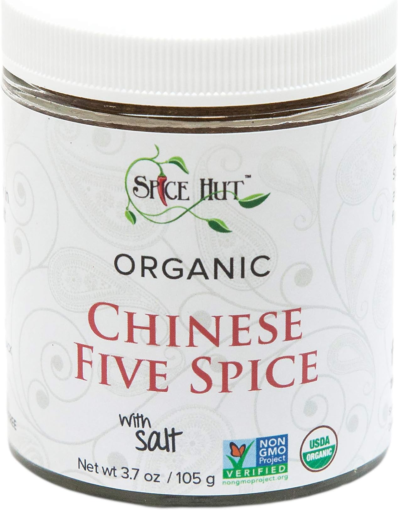 Spice Hut - Chinese 5 Spice Powder Organic, with Salt, Asian Seasoning Mix, Authentic 5 Spice Seasoning for Cooking Asian Cuisine - Stir Fry Vegetables, Grilling Meat / All-Natural, Kosher, Gluten Free, Vegan, Keto -No MSG- 3.7oz Glass Jar