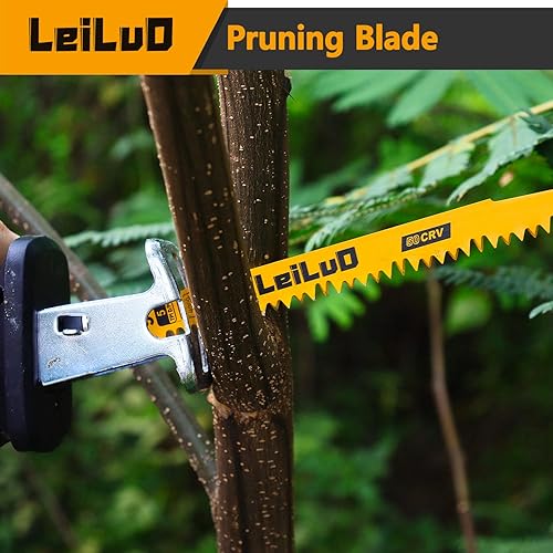 Miniatura 5 de LEILUO Hojas de sierra recíproca de madera de 9 pulgadas, 10 piezas CRV Sawzall Blades 5 TPI con caja de almacenamiento