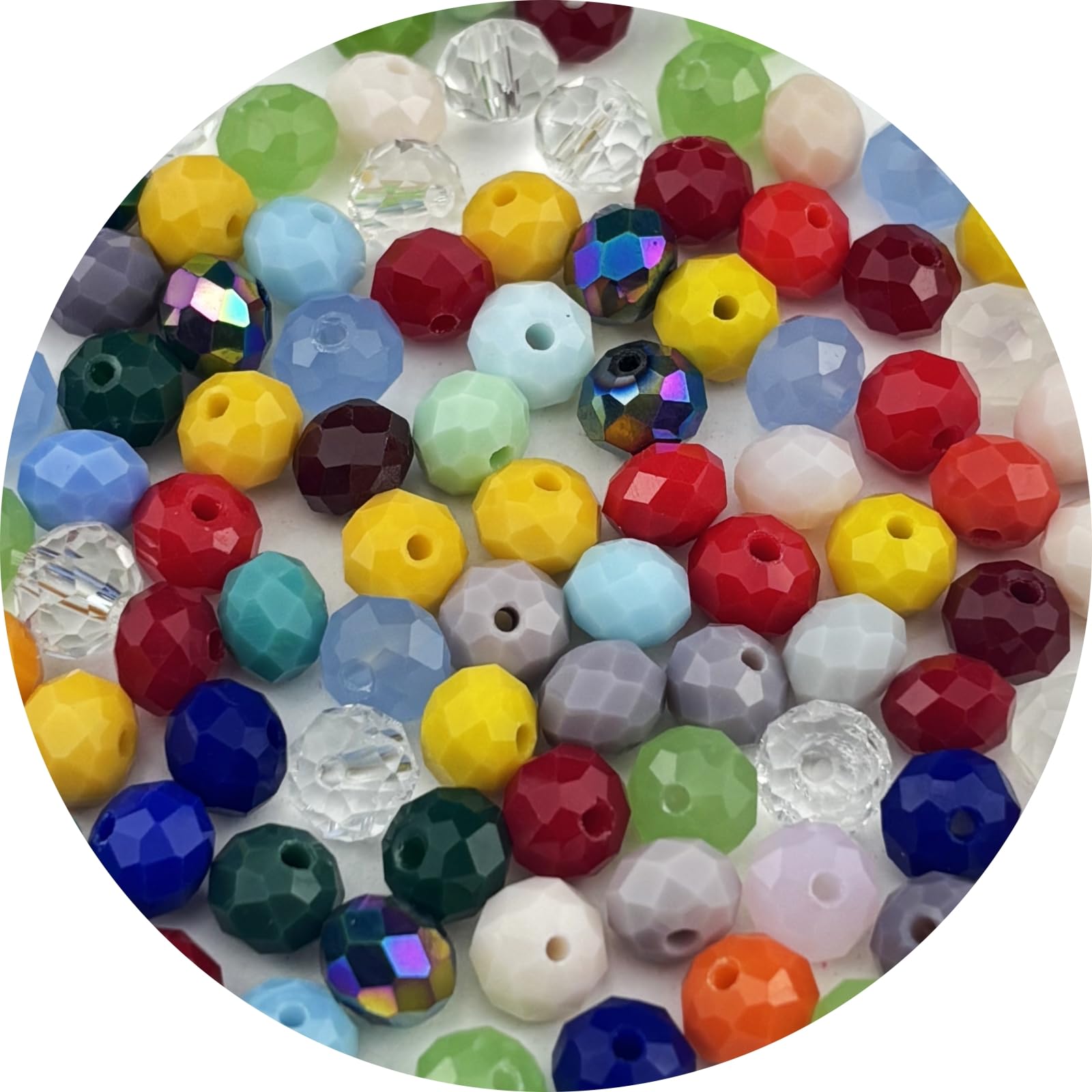 Pinhoollgo 100pcs 8mm Crystal Glass Beads Faceted Rondelle Glass Spacer Beads for Bracelets Necklace Pendants Earrings Key Chains Jewelry Making(