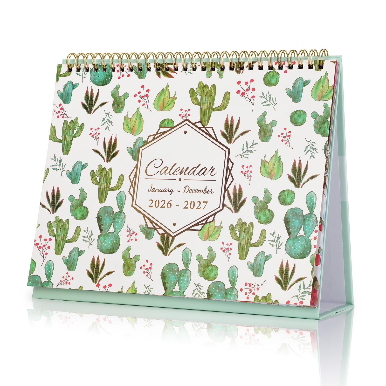ZEEYUAN 24 Months Desk Calendar 2026-2027 from Jan. 2026 to Dec. 2027 Running Memo Pages with Large Blocks, Strong Twin-Wire Binding — image 1