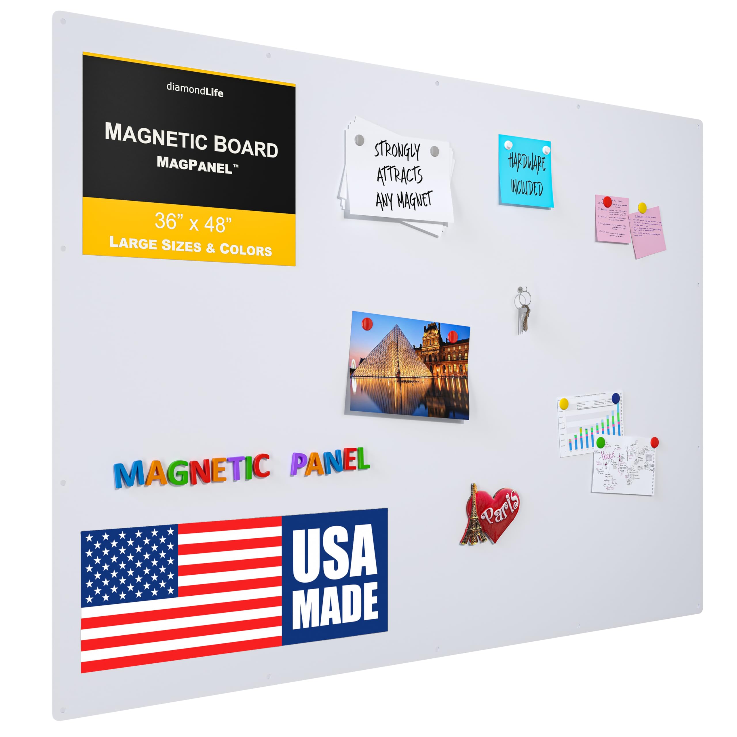 33.5”x45.5” - Magnetic Board - Memo & Vision Boards for Home, Office, and Classroom - Magnet-Board for Kids - Pre-drilled Mounting Screws Included