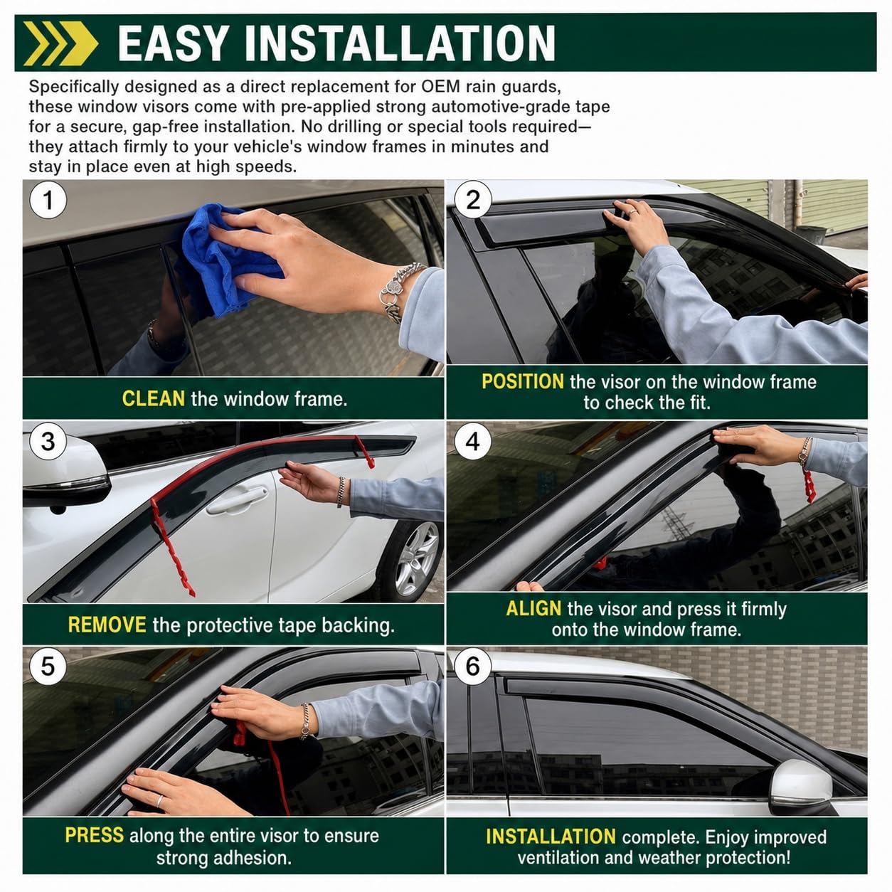 Auto Windabweiser Regenabweiser für Toyota Hilux Surf MK4-N210 2003-2009 | Seitenfenster Deflektoren, klebbar, Regenschutz für Autofenster, beschlagfrei, Sonnenschutz & Beschattung