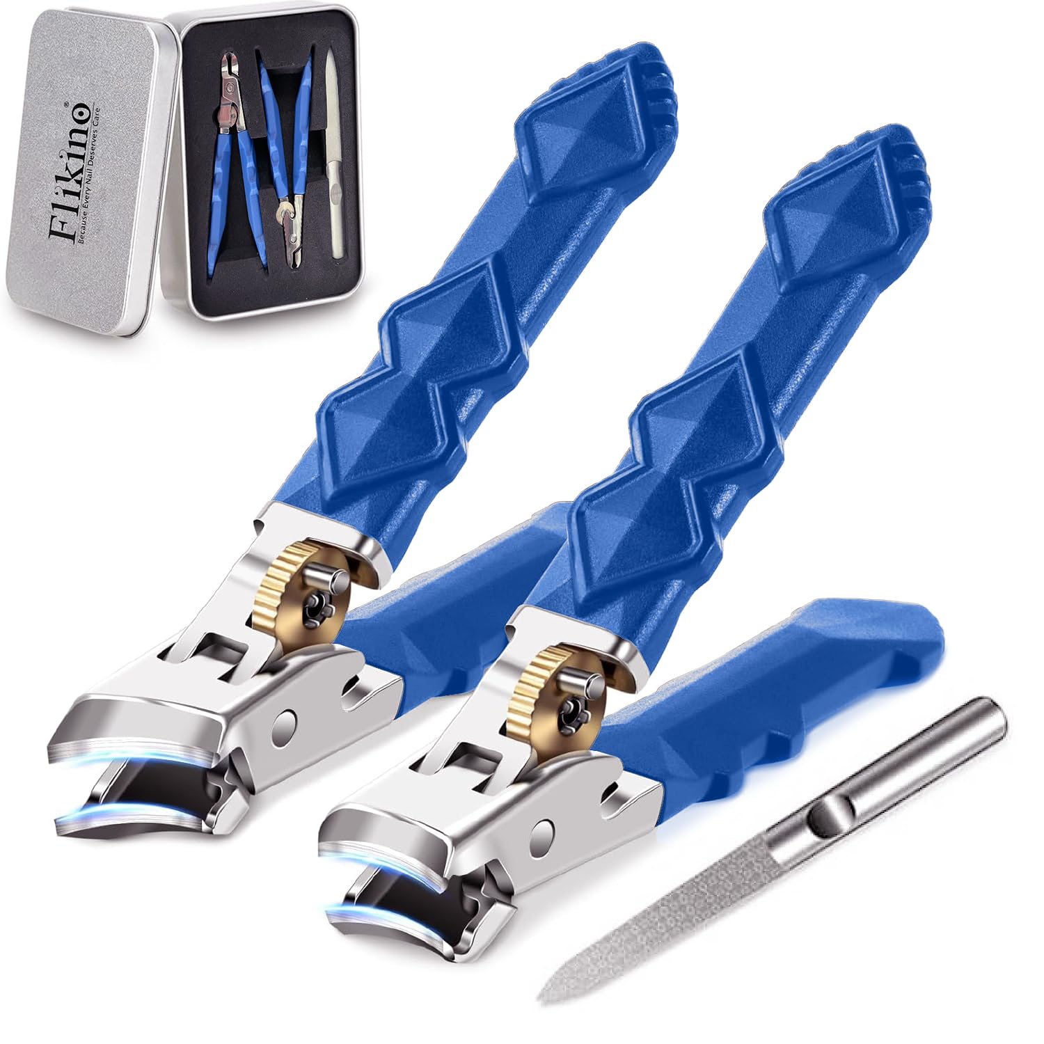 Wide Jaw Toenail Clippers for Thick Nails - Heavy Duty Stainless Steel Nail Clippers with Ergonomic Handle, Ultra Sharp Ingrown Nail Cutters for Men & Seniors.