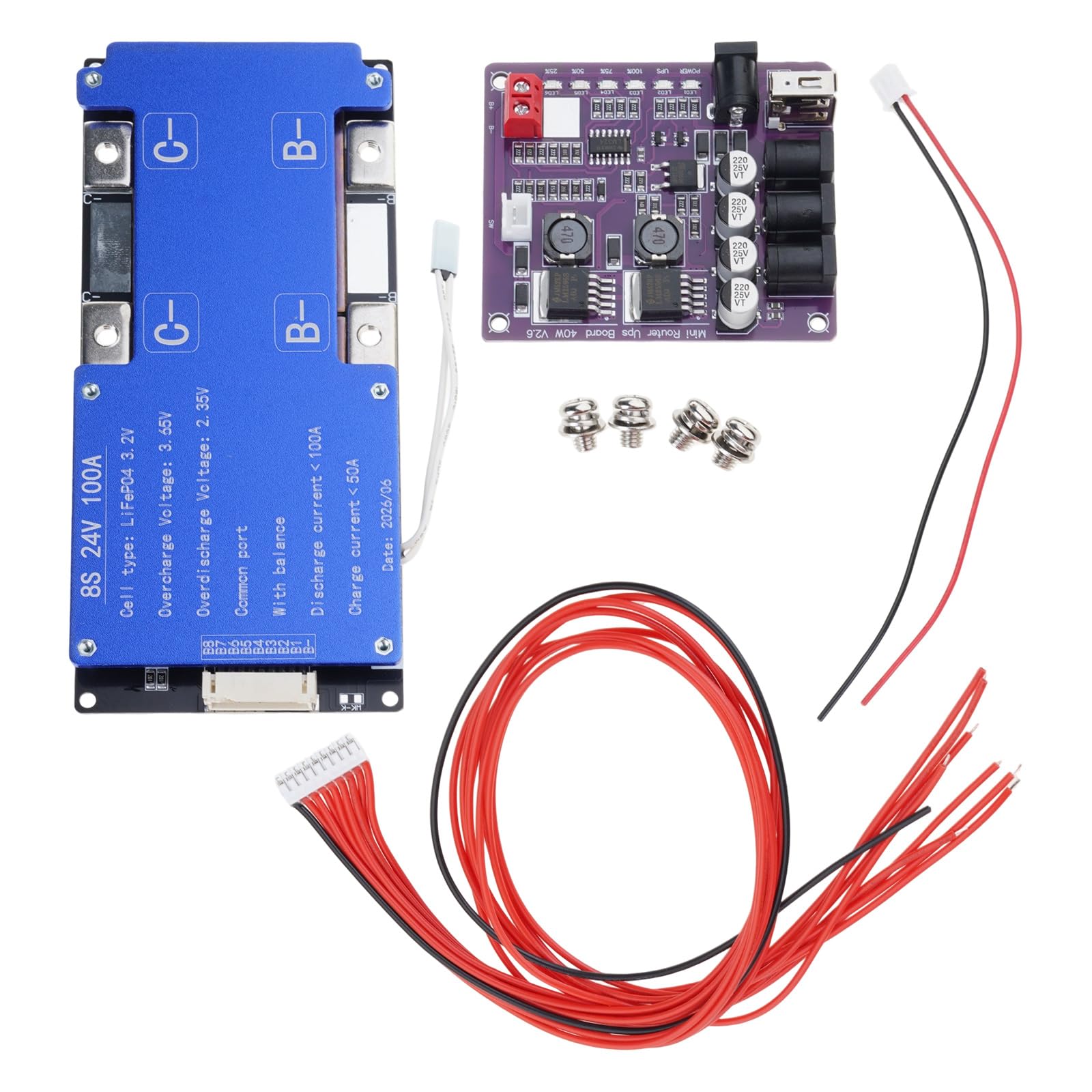 Placa de batería de control de temperatura 8S LiFePO4 24V 100A Gestión