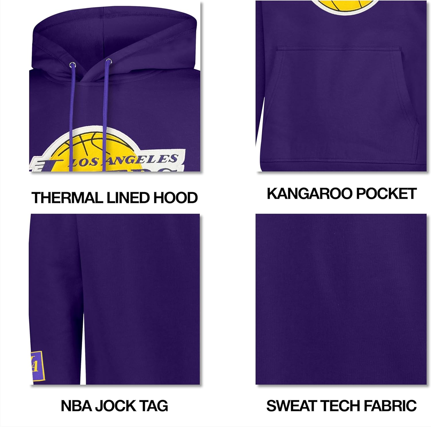 Ultra Game Adults NBA Official Classic Embroidered Hoodie Sweatshirt - Image 5