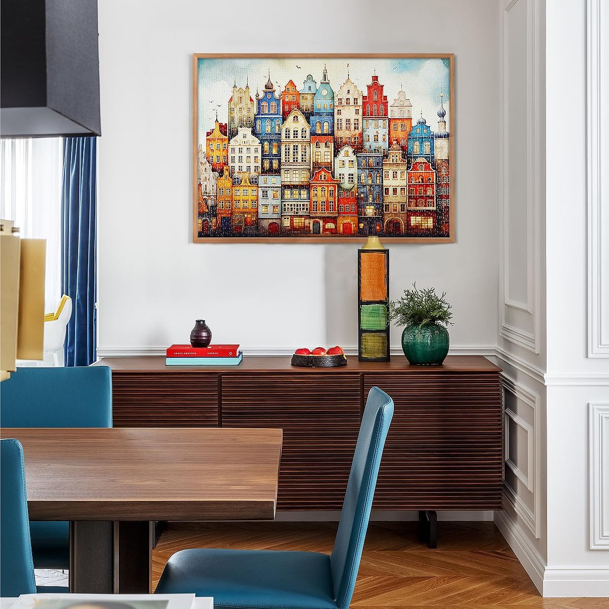 MISITU 1000 Pieces Jigsaw Puzzles for Adults Teens Challenging Difficult Puzzles Impossible Puzzles Art Craft Puzzle Games Toys Gifts Colorful Castle House Jigsaw Puzzle 28 x 20 inch
