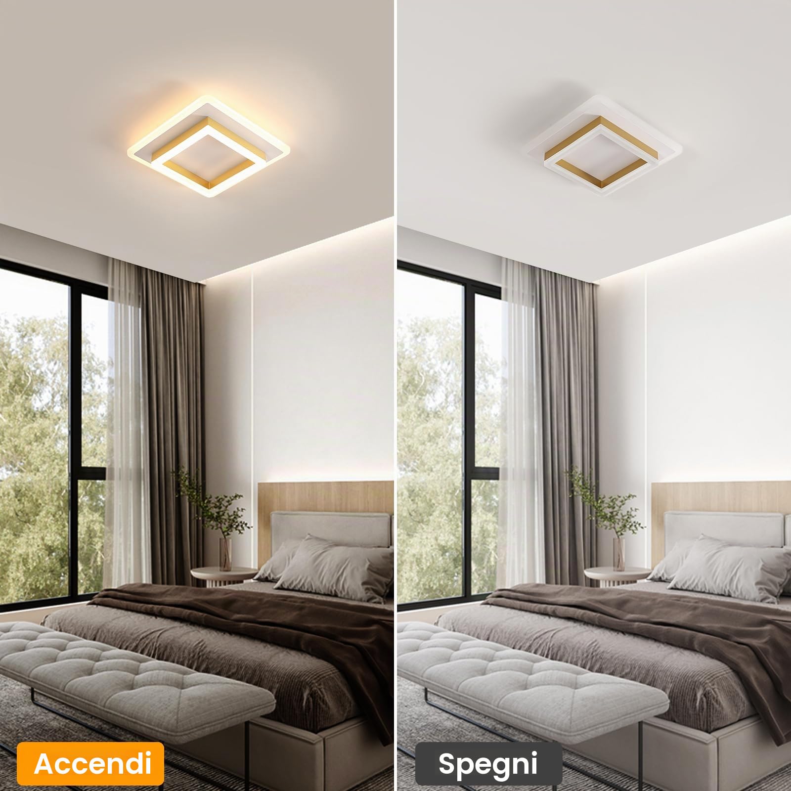 DELIPOP Plafoniera LED Moderno, Lampada da Soffitto Oro 30W 3375LM, Lampadario LED Luce Calda 3000K per Soggiorno Camera da Letto Cucina Corridoio
