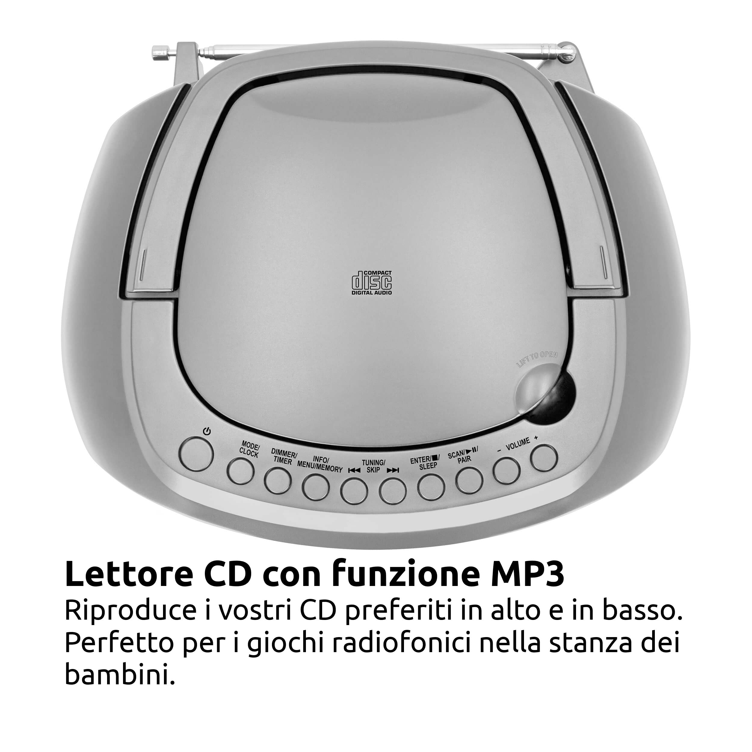 TechniSat DIGITRADIO 1990 Radio DAB+/FM Lettore CD Stereo Bluetooth Argento