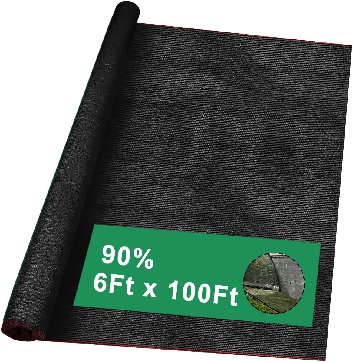 vensovo 6' X 100' 90% Plant Sun Shade Cloth - Outdoor Black Windscreen Cover Fabric Roll Garden Sunblock Shade Tarp Netting Mesh for Plants Protection, Greenhouse, Backyard