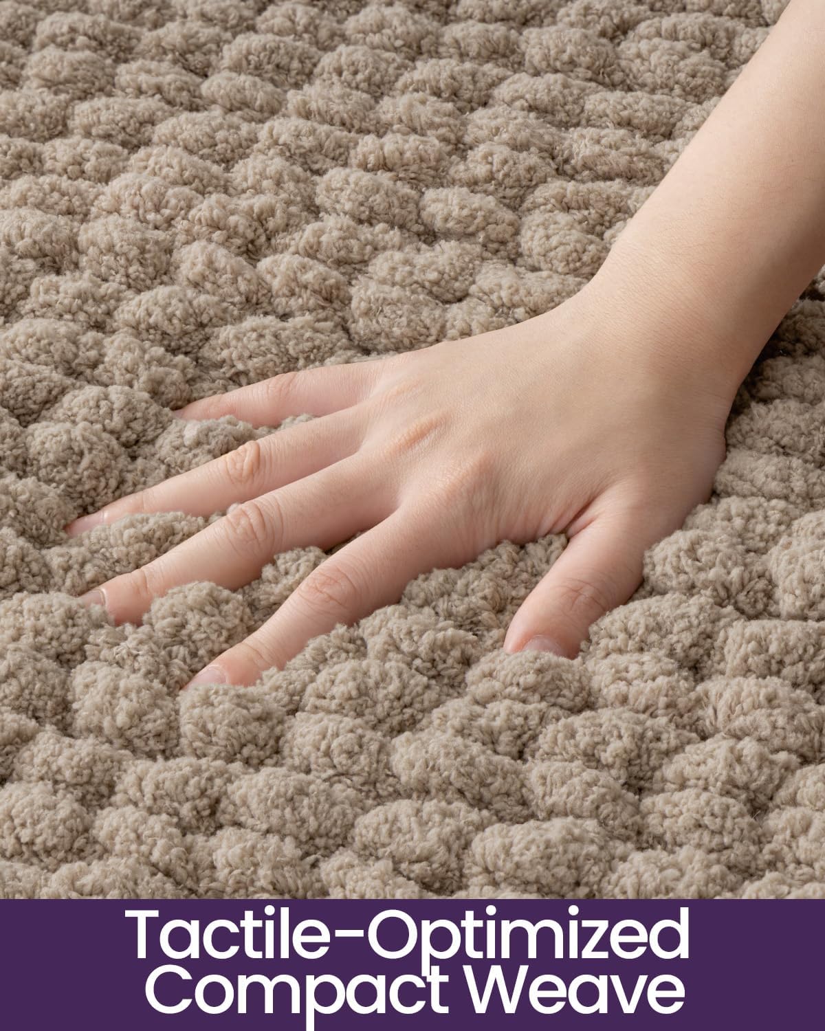 DEXI Bathroom Rugs 24x43, Non Slip Washable Bath Mat, Luxury Chenille Super Absorbent Ultra Thick Bathmats for Shower Floor, Plush Fluffy Shaggy Carpet for Tub, Beige
