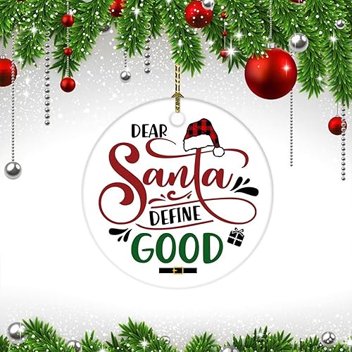 Miniatura 3 de Dear Santa Define Good Christmas Ornament Family Group Gifts - Decoración de árbol de Navidad de doble cara de porcelana de 3 pulgadas decoración