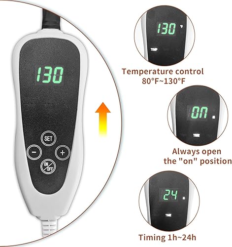 Vista 40 de Almohadilla térmica para perros de 28 x 18 pulgadas con interruptor de termostato inteligente y tubo de protección de línea de alimentación