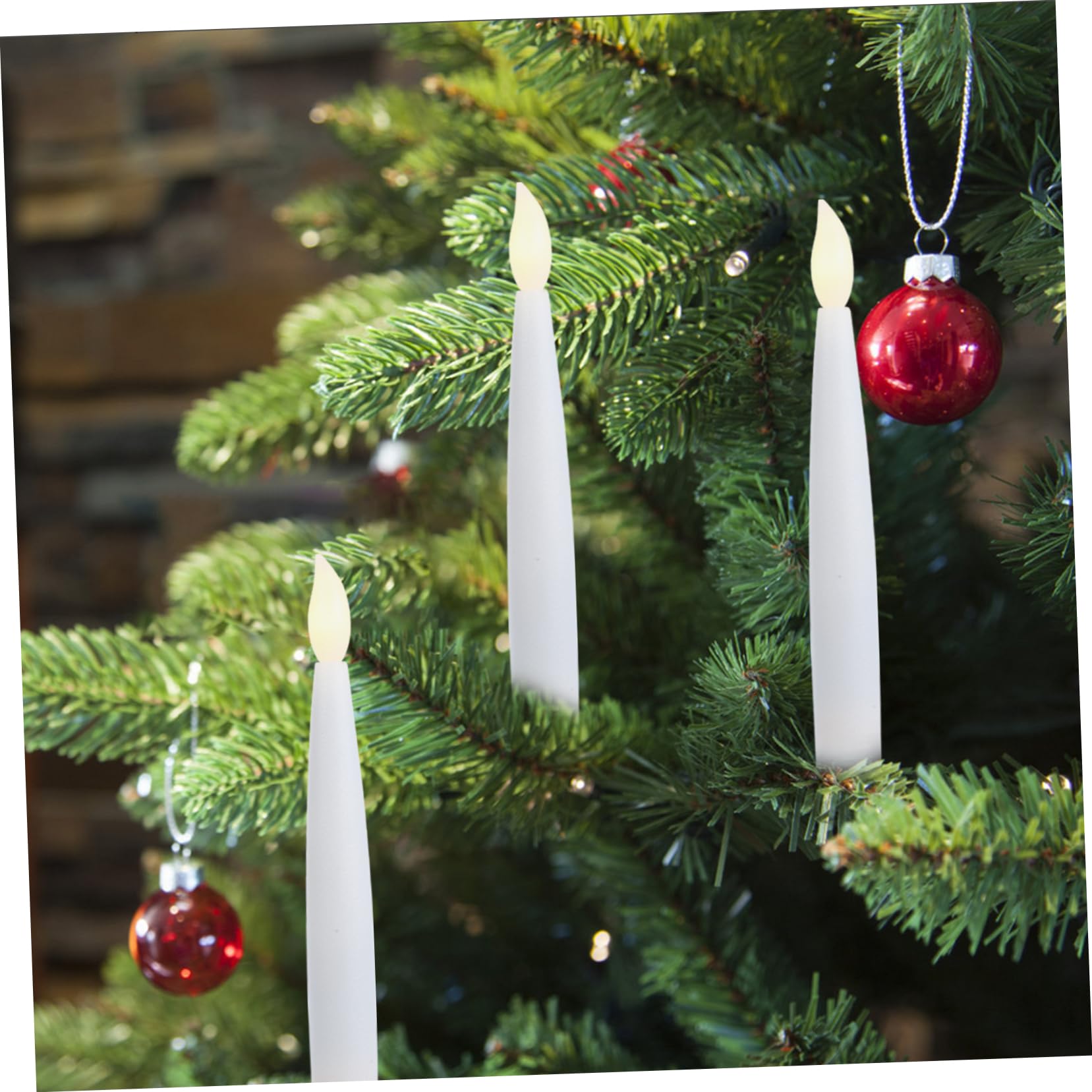 Holibanna 12 Juegos Velas LED Parpadeantes Cálidas Set Clip y Gancho Decoración Navideña para Árbol con Línea de Pesca Velas Flotantes