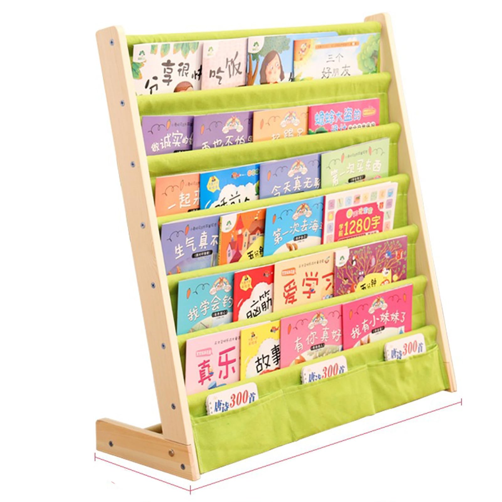 U-HOOME Kids Bookshelf with Deep Sleeve Storage, 6-Tier Natural Wood Kids Book Rack Organizer, Baby Bookcase Toddler Book Shelf for Bedroom Playroom Toy Storage (Green)