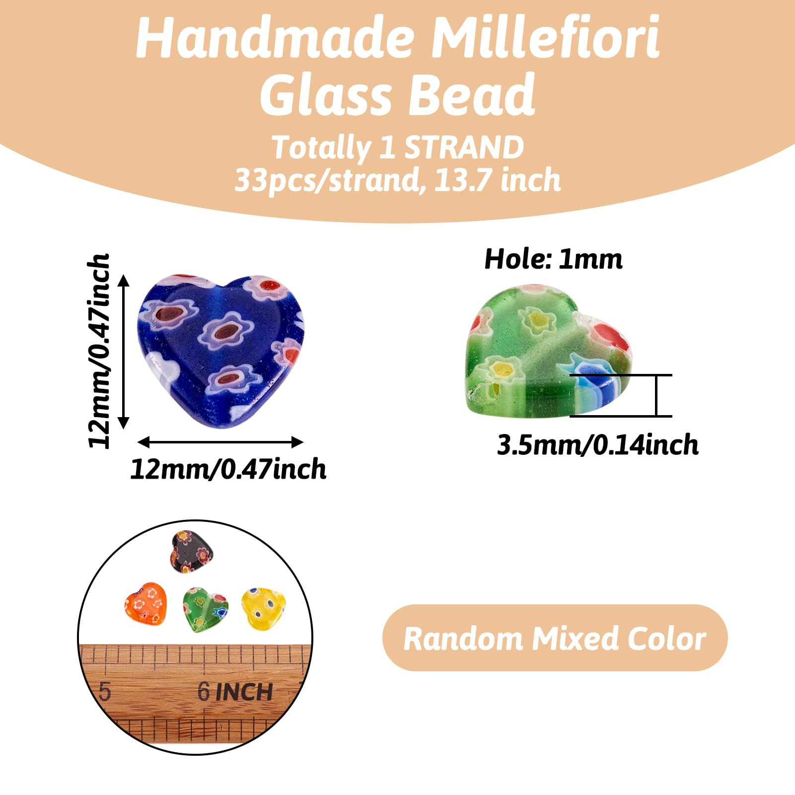PandaHall - 10 Fili Di Perline Millefiori In Vetro Fatte A Mano, 12x7,5 Mm – Ideali Per Creare Gioielli Fai Da Te Unici!