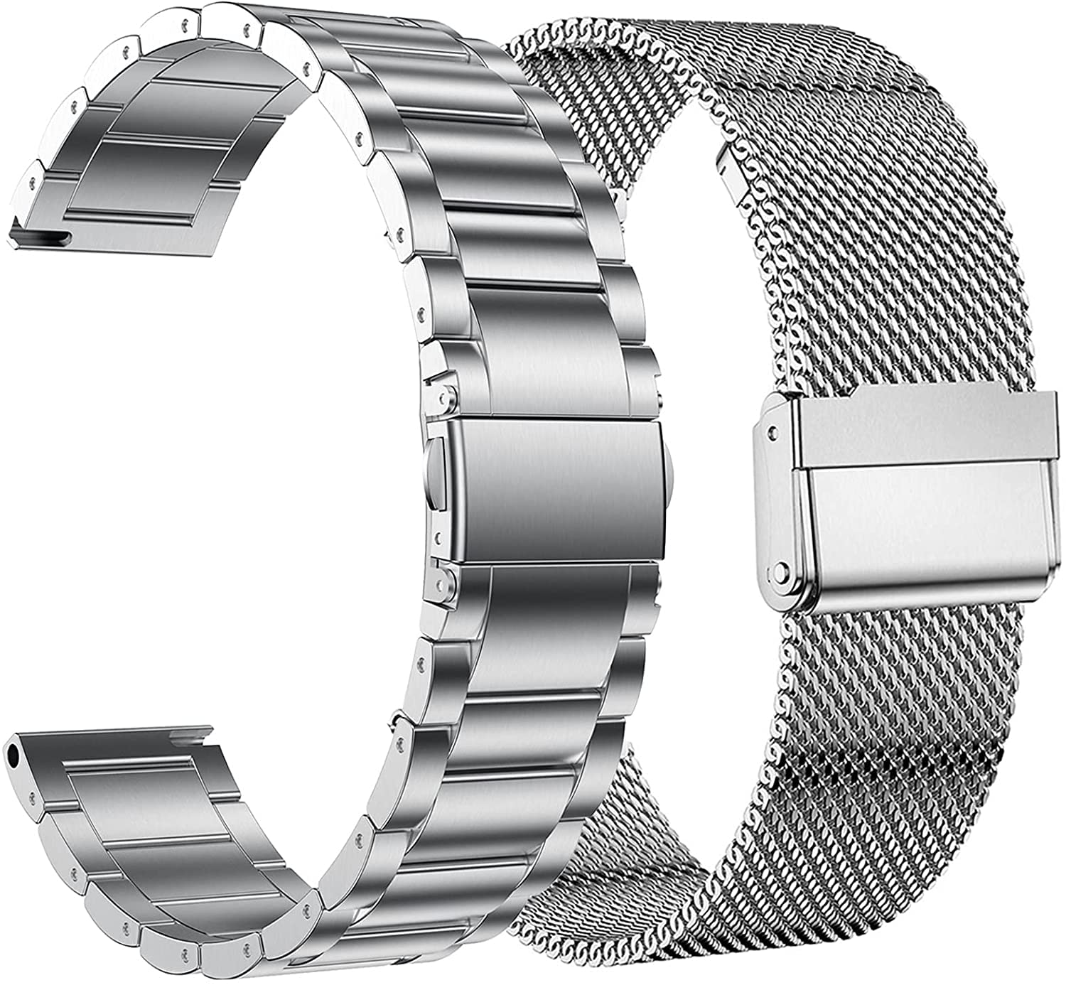 EANWireless Compatible with Garmin Vivoactive 4 45mm/Venu 2 45mm Replacement 22mm Strap Band, Milanese and Stainless Steel Metal Strap for Forerunner