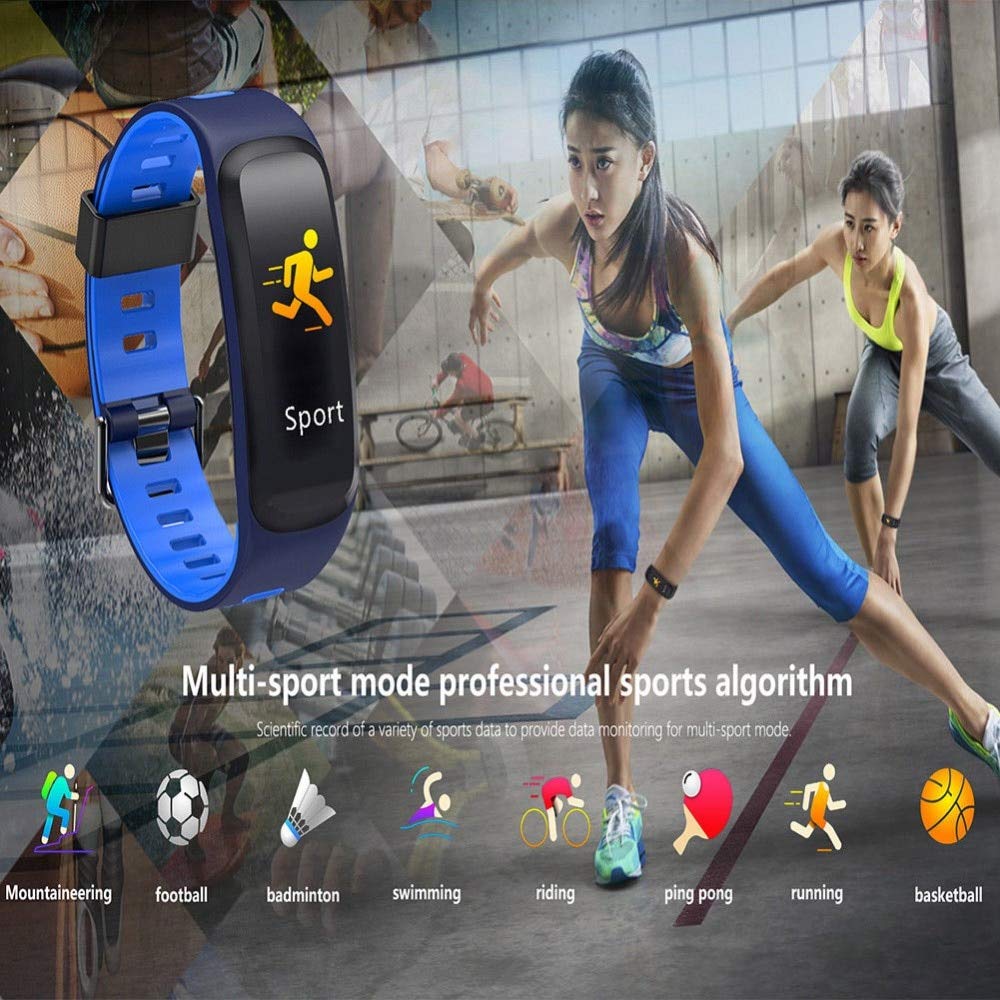 KANBUN Inteligentna bransoletka zegarek sportowy zegarek fitness monitor tętna monitor ciśnienia krwi opaska na nadgarstek F4 Smartband (BLUE)