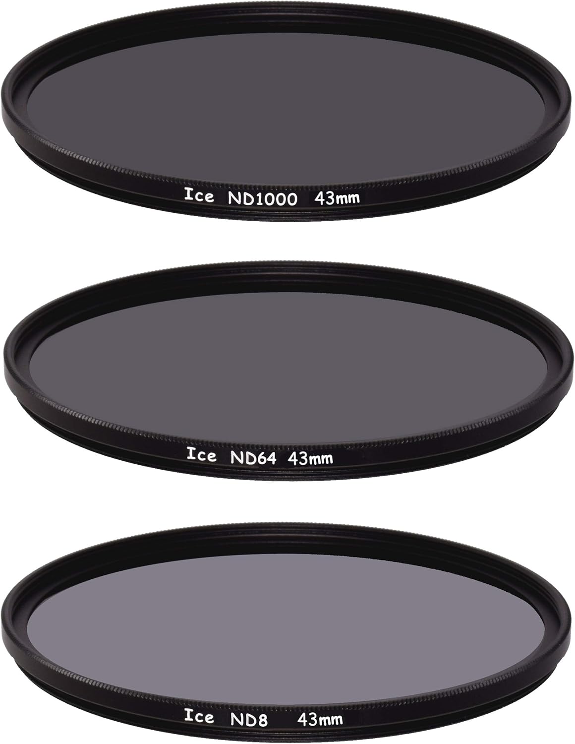 ICE Slim ND Filter Set ND1000 ND64 ND8 Neutral Density 10, 6, 3 Stop Optical Glass (86mm)