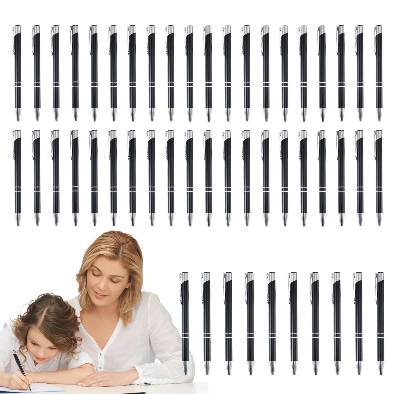 Penna professionale, 50 penne in metallo, multifunzione, con clip argentata, cancelleria alla moda per studenti, insegnanti, professionisti, riunioni, diari di nozze
