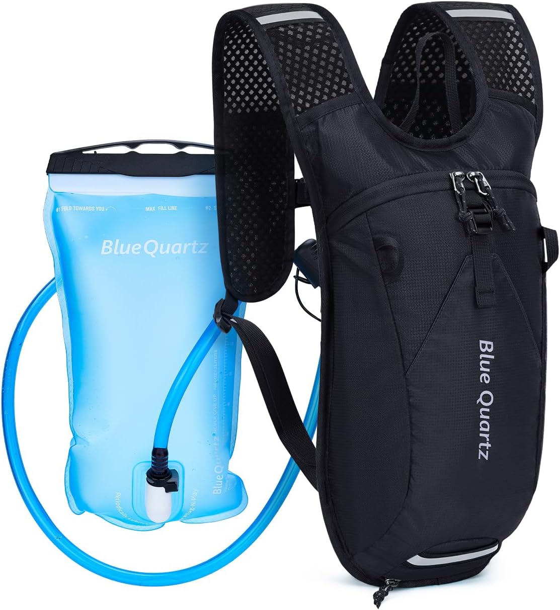 Blue Quartz Hydration Backpack with 2L Water Bladder, Hiking Water Pack with Insulated Compartment for Women Men, Lightweight Running Hydration Vest with Phone Pocket for Cycling, Biking